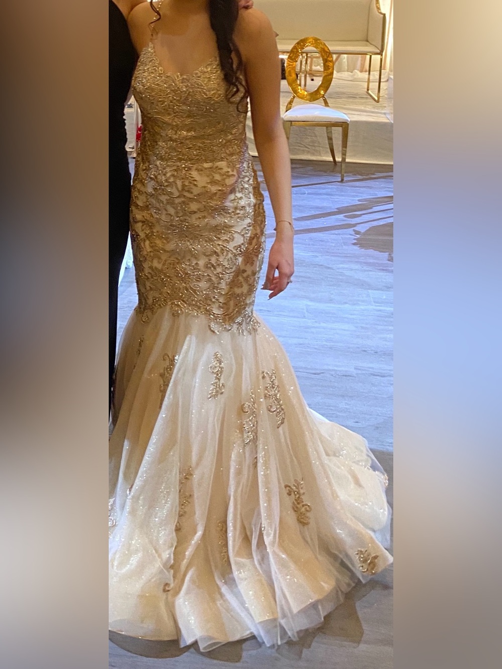 Gold Embellished Mermaid Prom Dress - Elegant Evening Gown